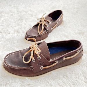 Sperry Mens Top Sider Brown Boat Shoes Sz 8